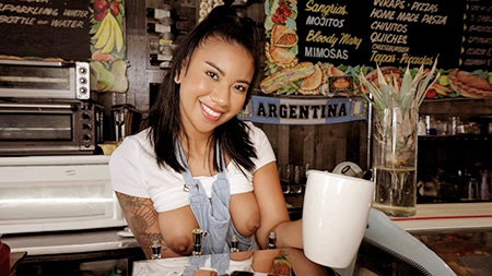 Mofos – Ameena Greene: The Café Waitress gets Creampied